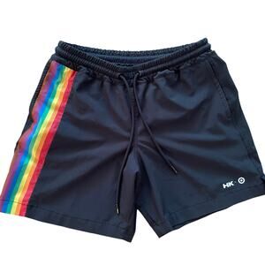 Human Kind Rainbow Stripped Black Board Shorts size S